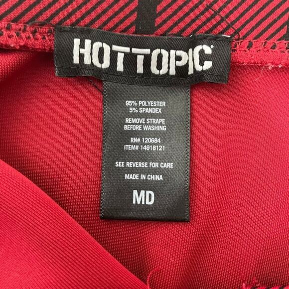 Hot Topic Plaid Mini Skirt Red Black Punk Grunge Strap Detail Skater Style Y2K - Picture 3 of 5